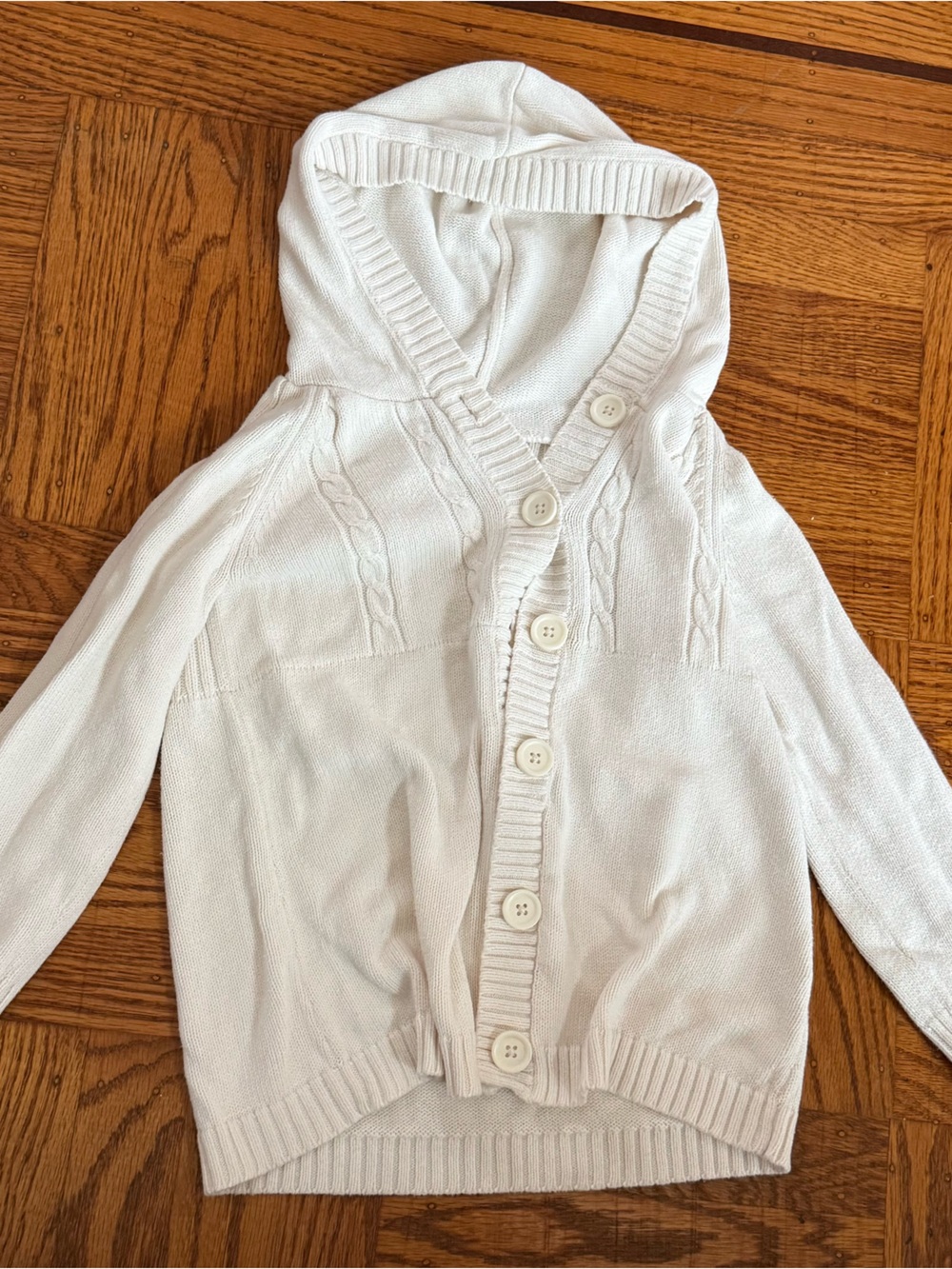 White Button-Front Hooded Sweater